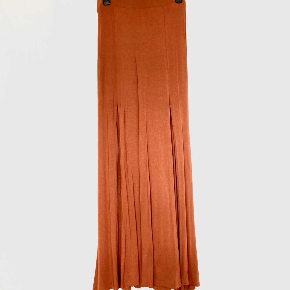 Rust Maxi Skirt with Double Split